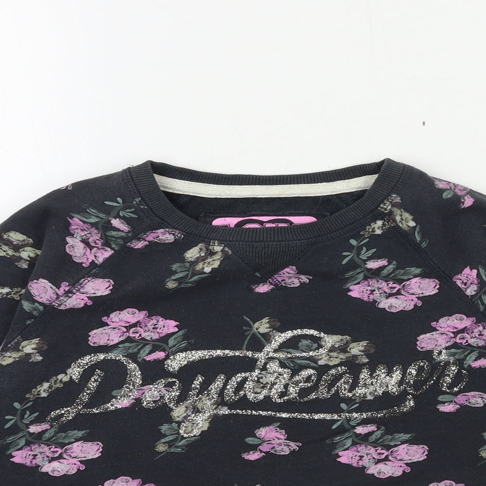 Young Dimension Girls Grey Floral  Pullover Sweatshirt Size 11-12 Years