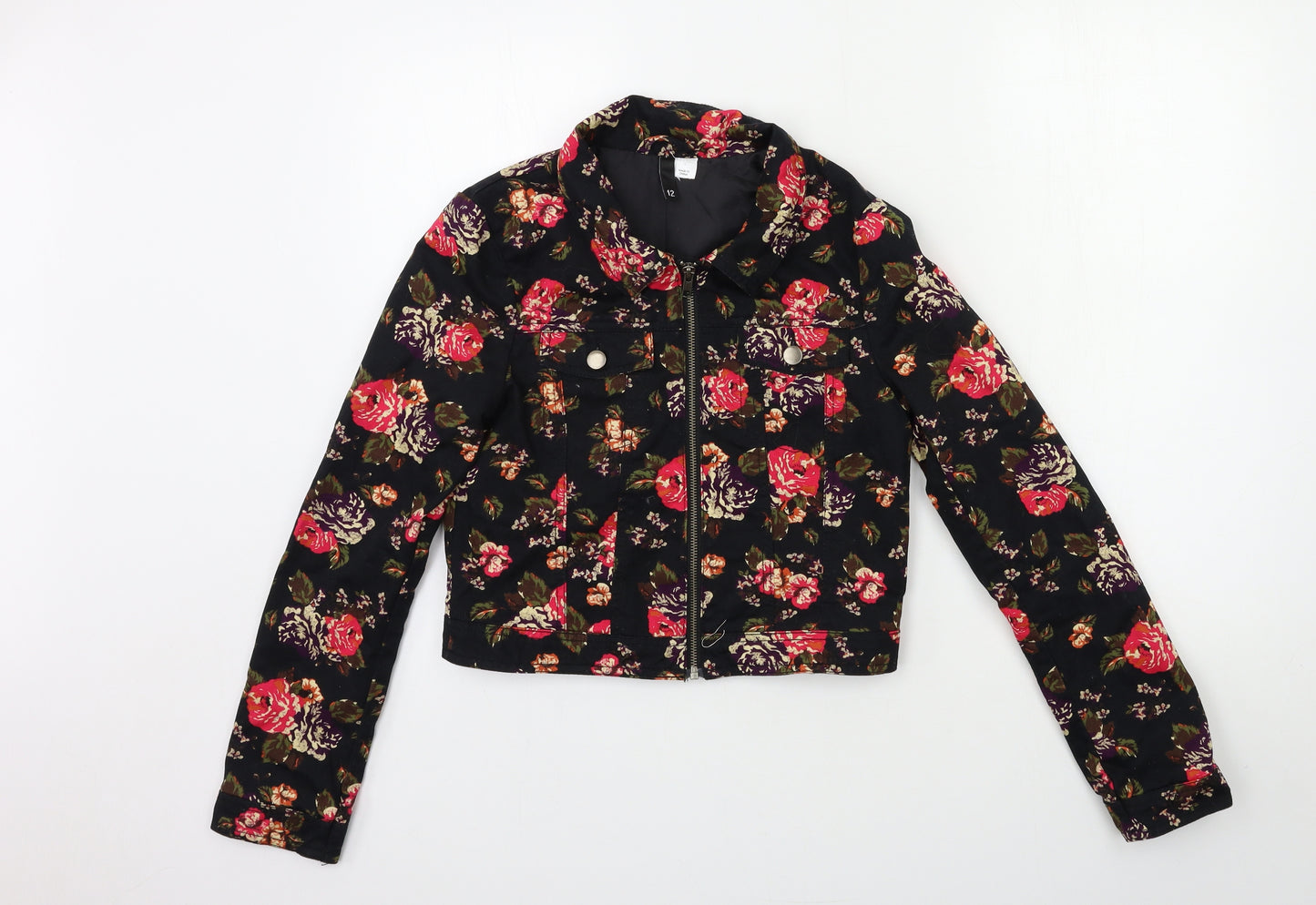 H&M Womens Black Floral  Jacket  Size 12
