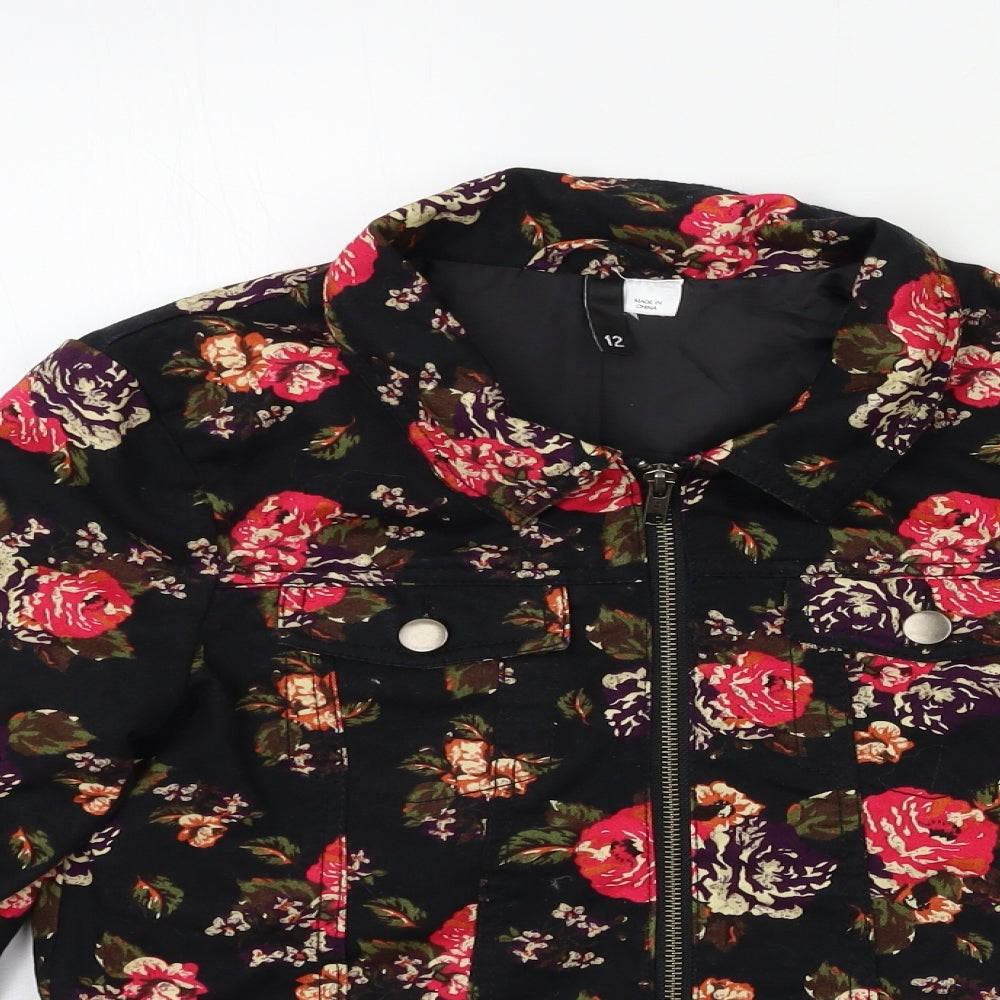 H&M Womens Black Floral  Jacket  Size 12