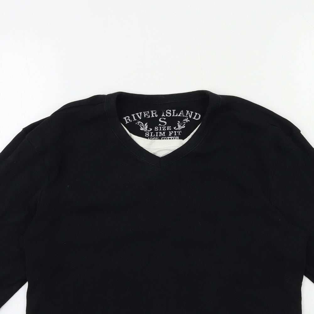 River Island Mens Black    T-Shirt Size S