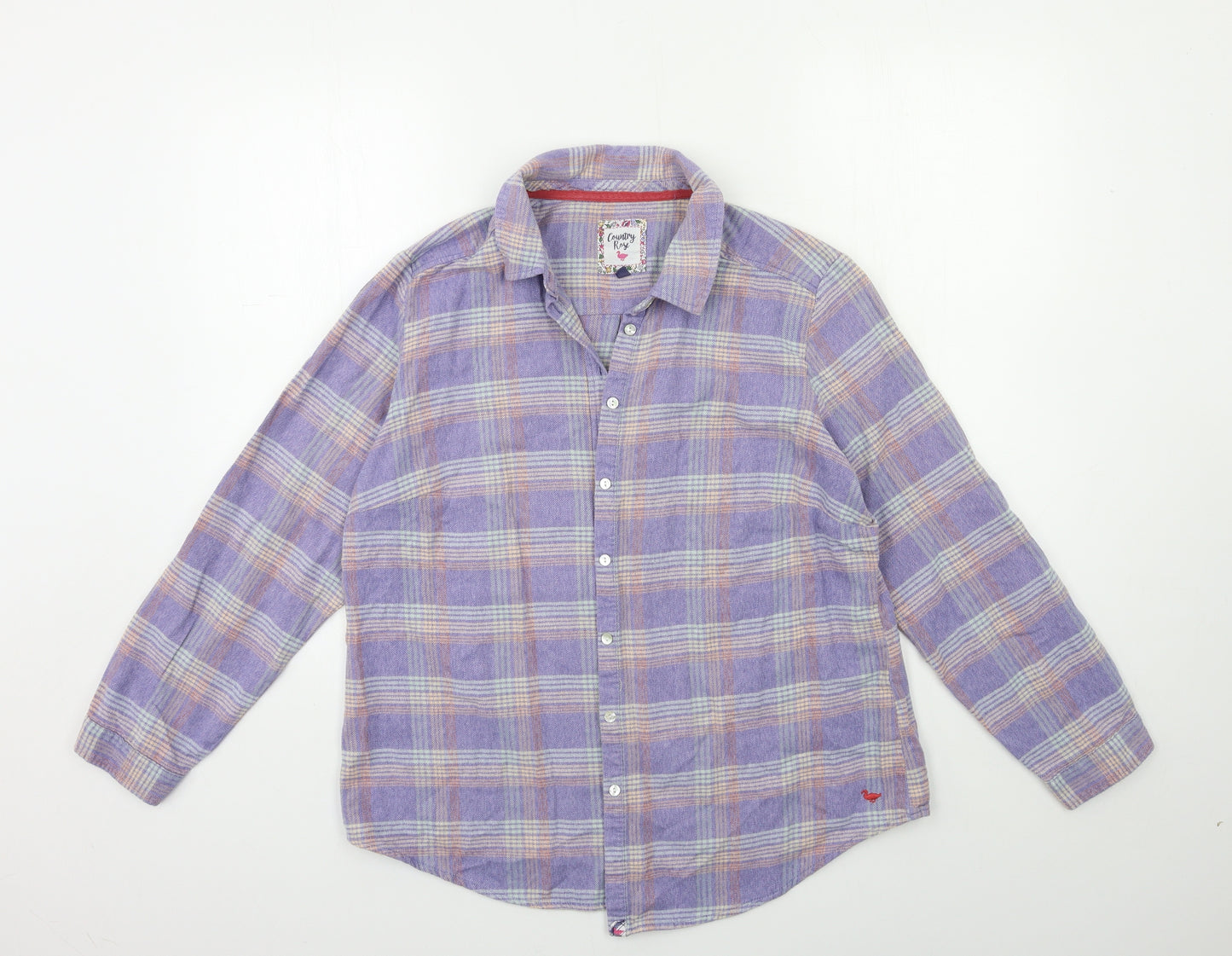 Country Casuals Womens Purple Check  Basic Button-Up Size 10