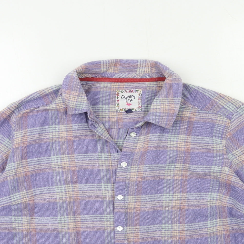 Country Casuals Womens Purple Check  Basic Button-Up Size 10