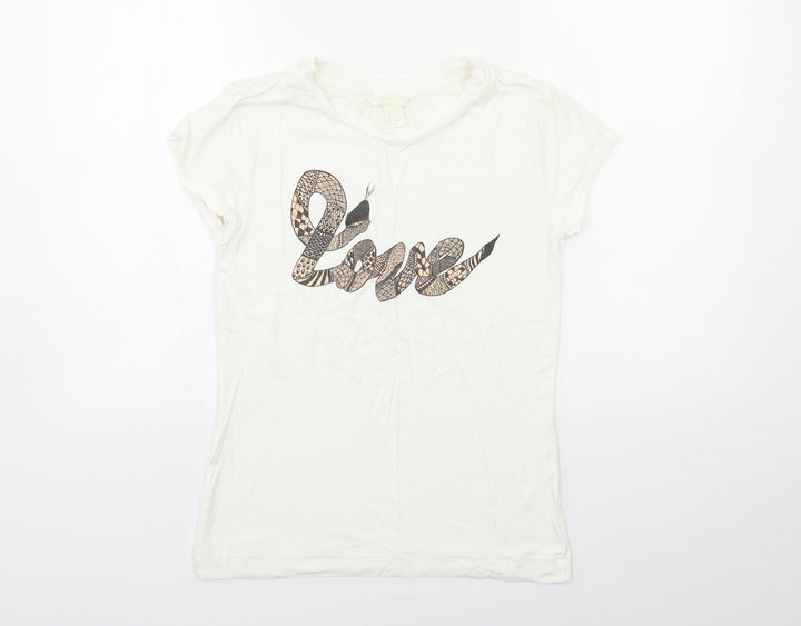 H&M Womens White Basic T-Shirt Size S