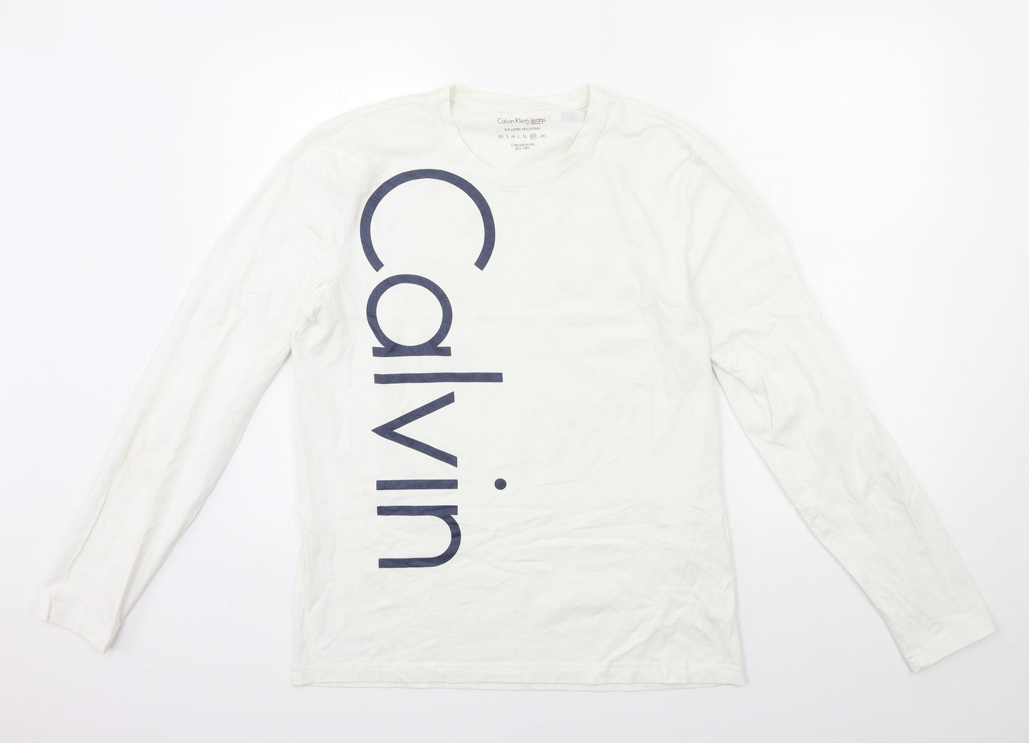 Calvin Klein Mens White    T-Shirt Size 2XL