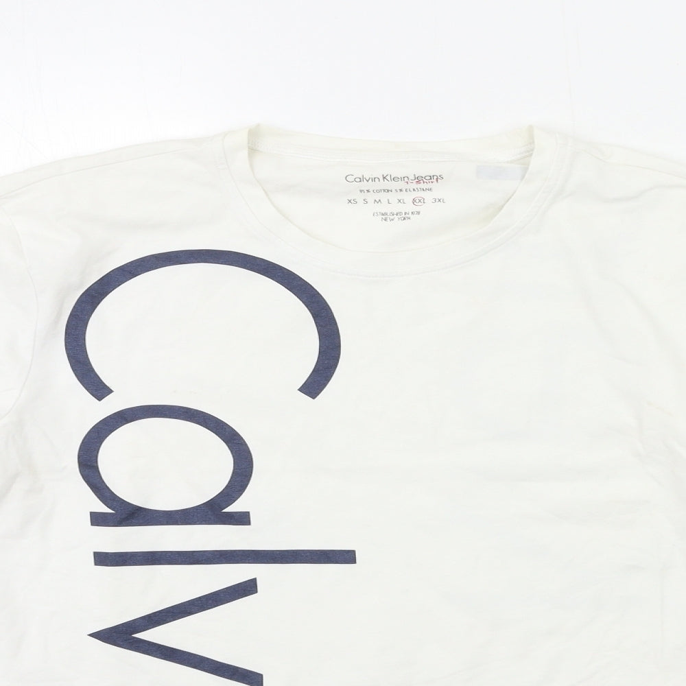 Calvin Klein Mens White    T-Shirt Size 2XL