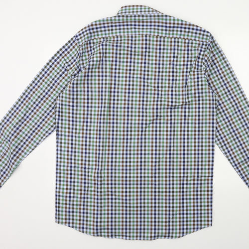 R B BOSTON Mens Blue Check   Button-Up Size XL