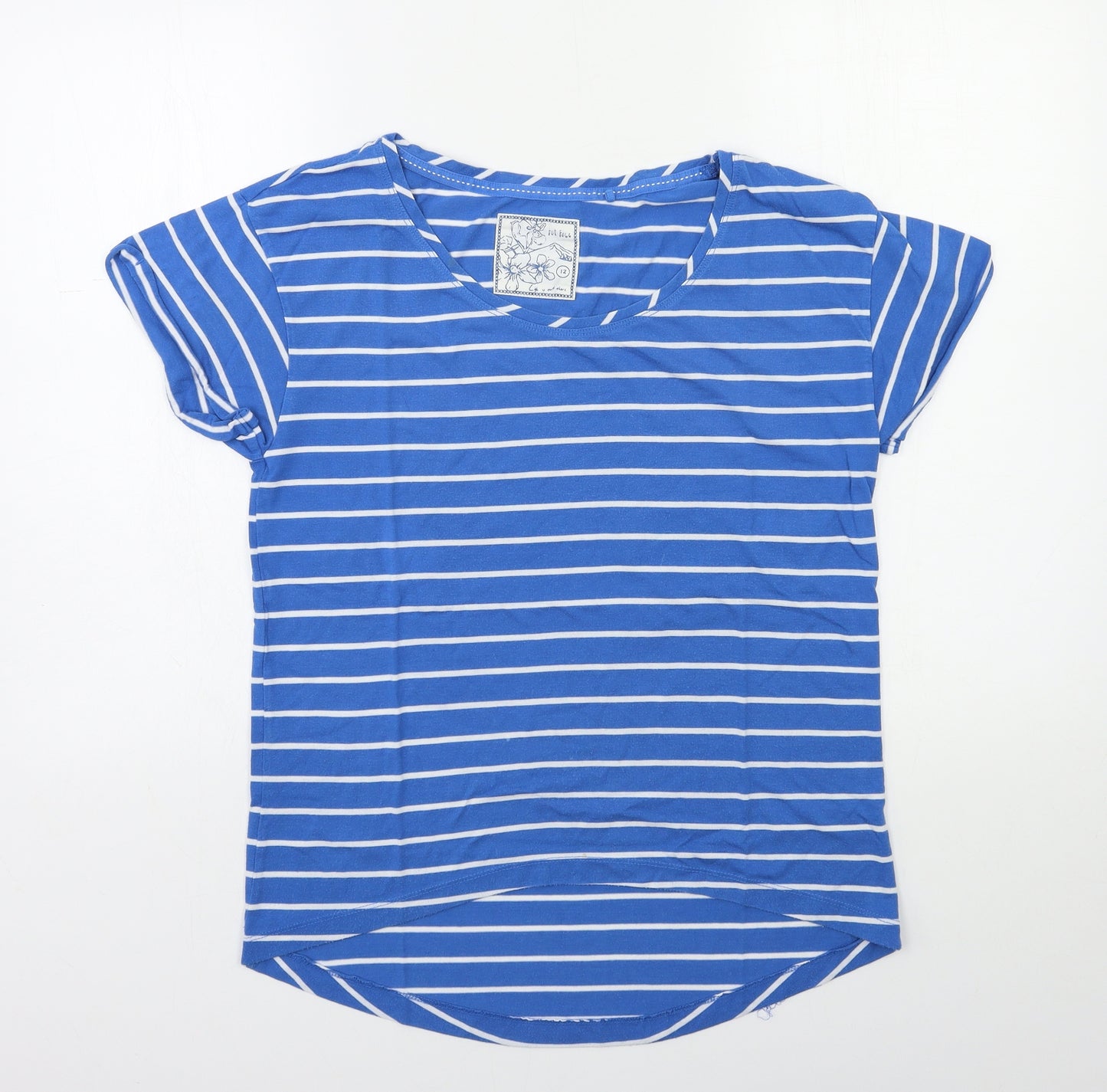 Fat Face Womens Blue Striped  Basic T-Shirt Size 12