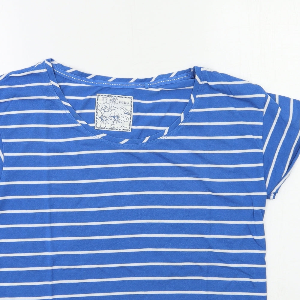 Fat Face Womens Blue Striped  Basic T-Shirt Size 12