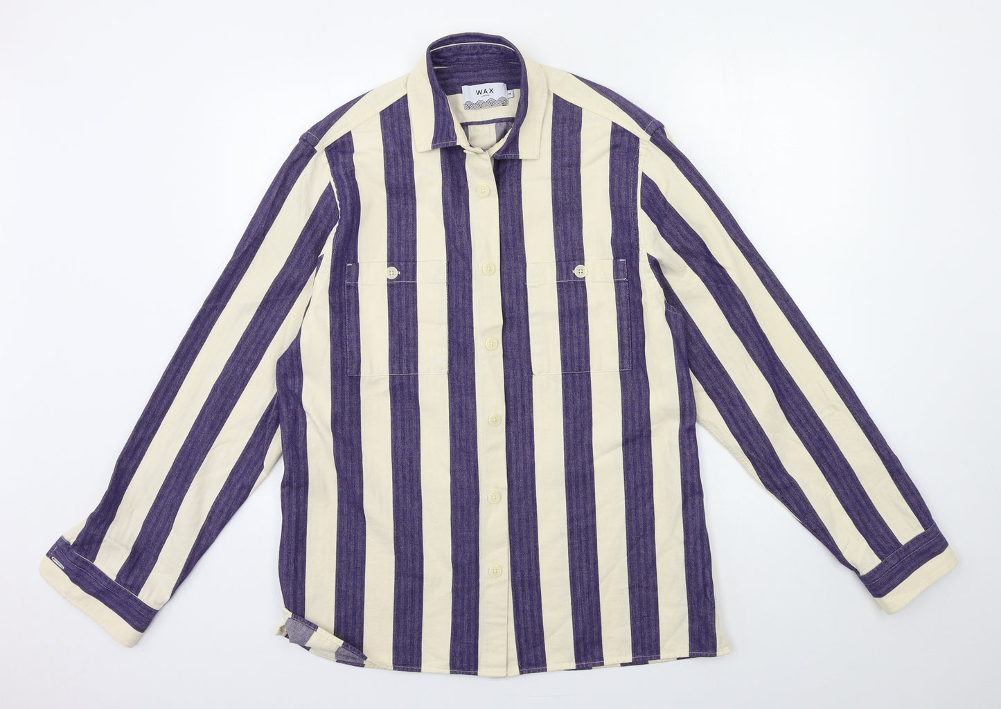wax london Mens Blue Striped   Button-Up Size M