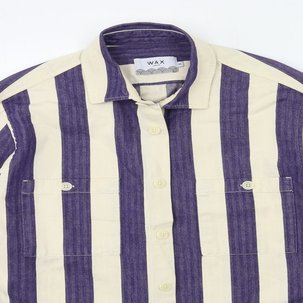 wax london Mens Blue Striped   Button-Up Size M