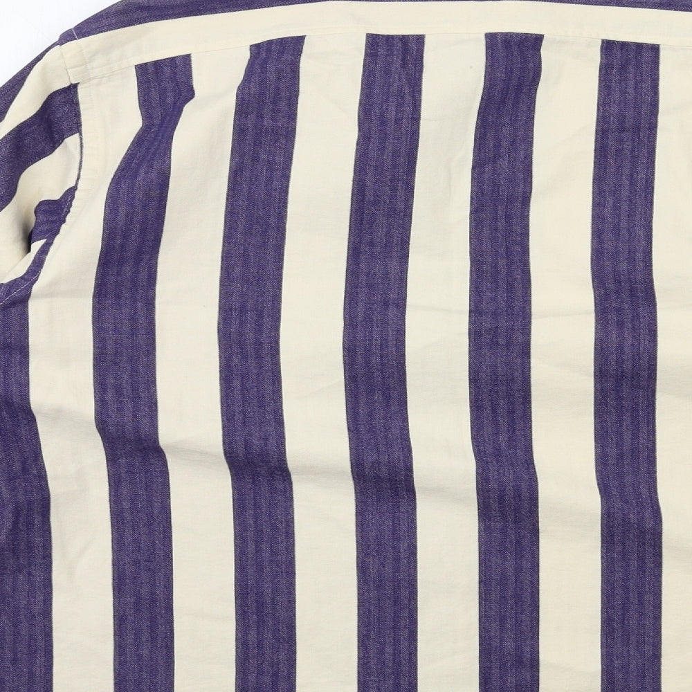 wax london Mens Blue Striped   Button-Up Size M