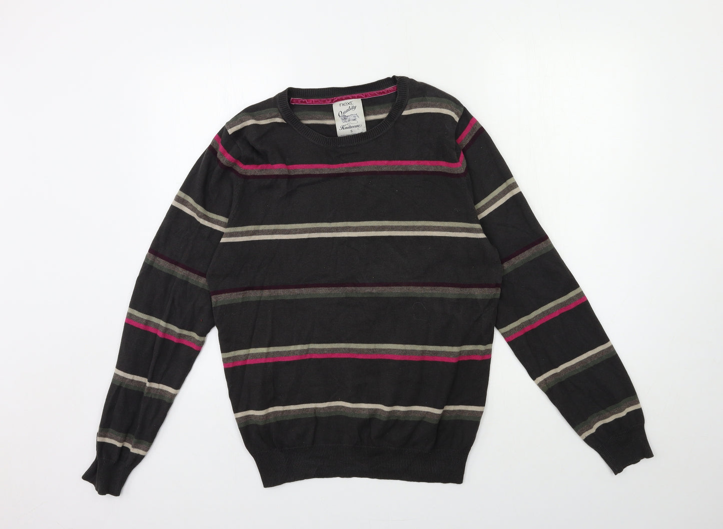 NEXT Mens Green Striped Knit Pullover Jumper Size S
