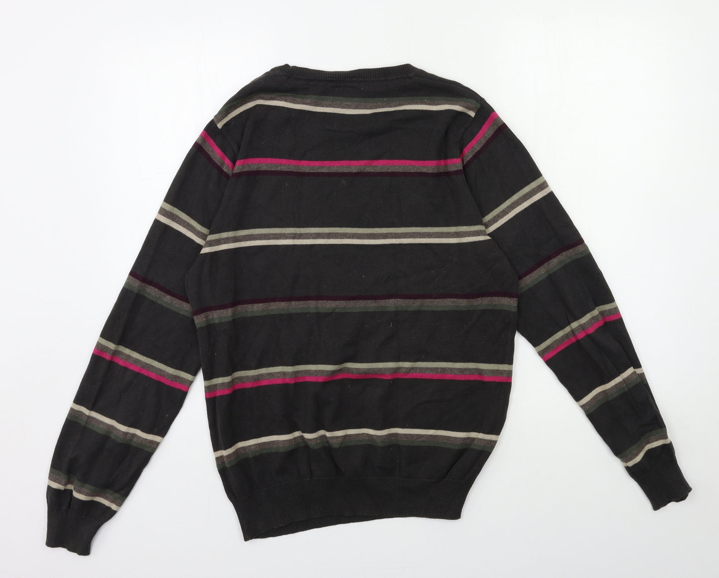 NEXT Mens Green Striped Knit Pullover Jumper Size S