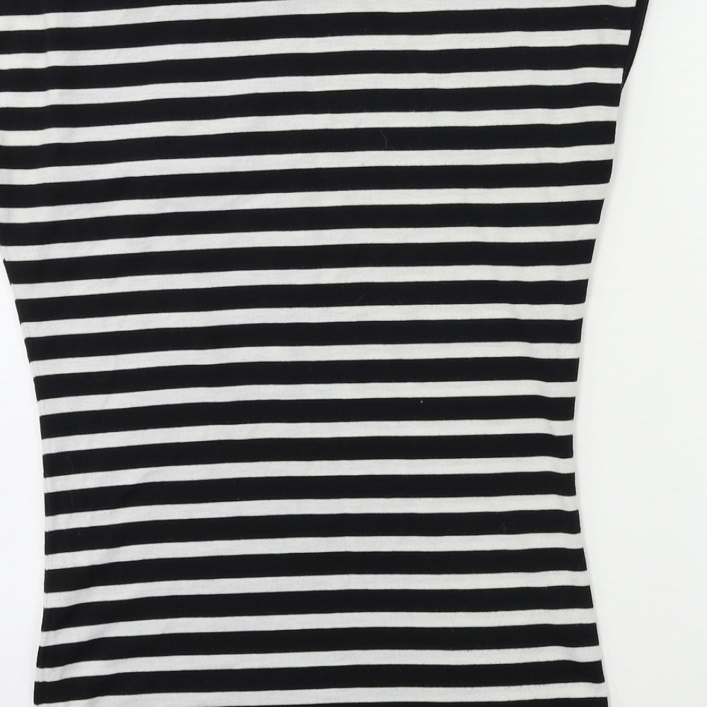 RESERVED Womens Black Striped  Basic T-Shirt Size M