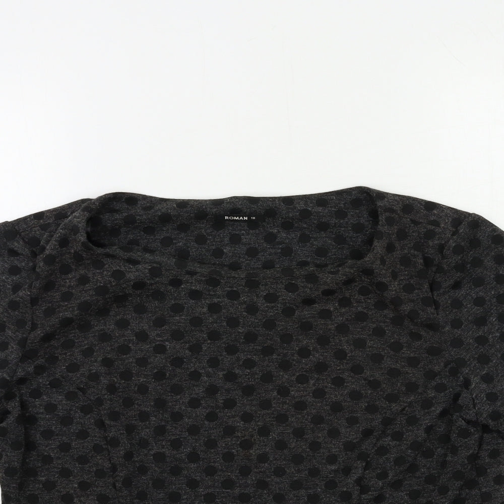 Roman Womens Grey Polka Dot  Basic T-Shirt Size 18