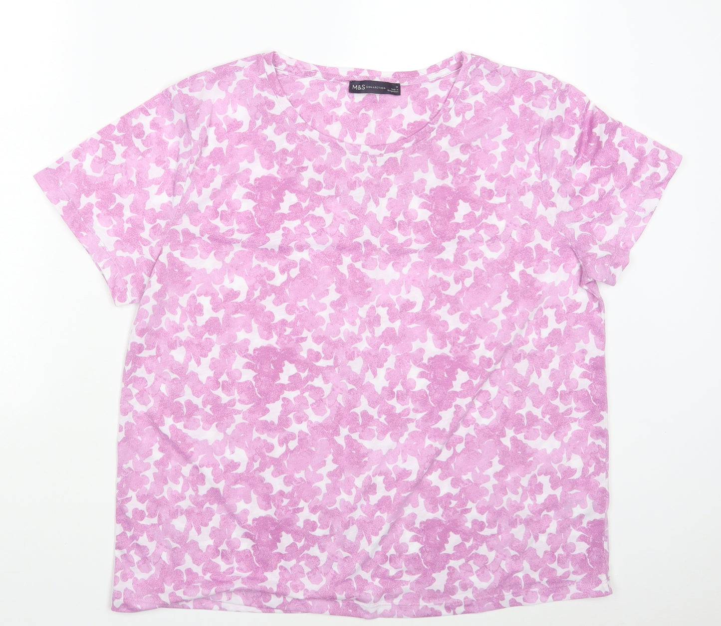 M&S Womens Pink Colourblock  Basic T-Shirt Size 16