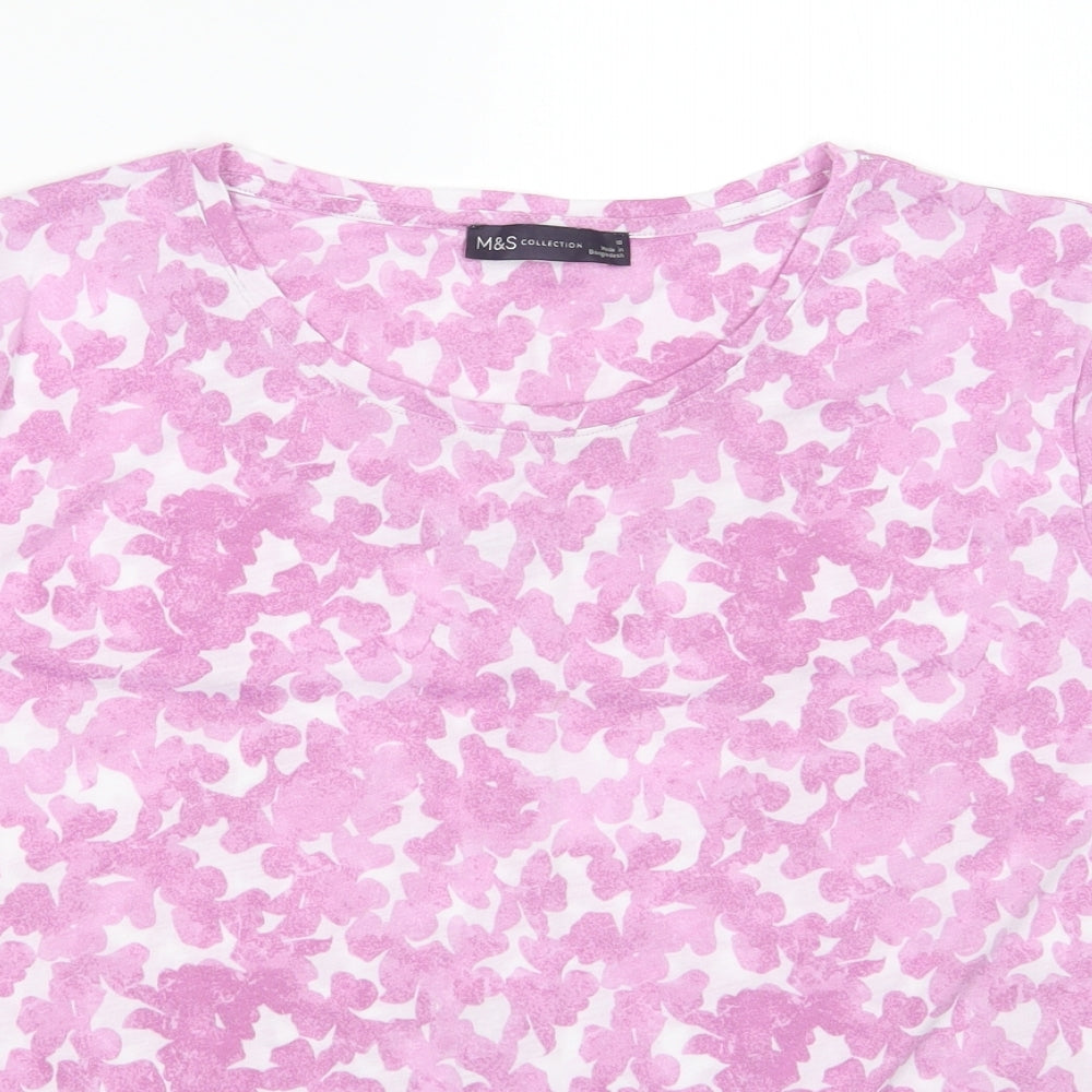 M&S Womens Pink Colourblock  Basic T-Shirt Size 16