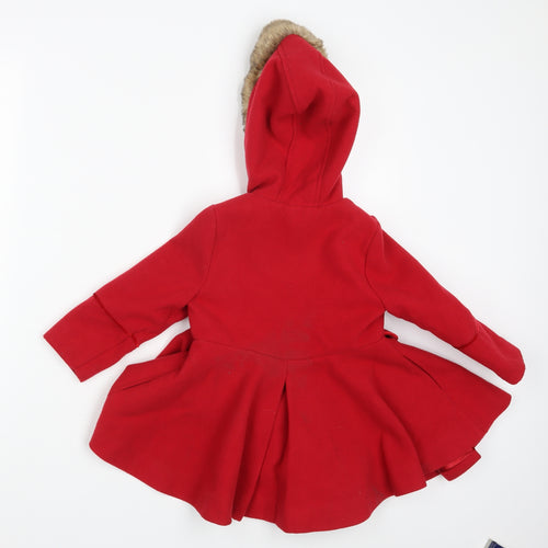 F&F Girls Red   Overcoat Coat Size 3-4 Years