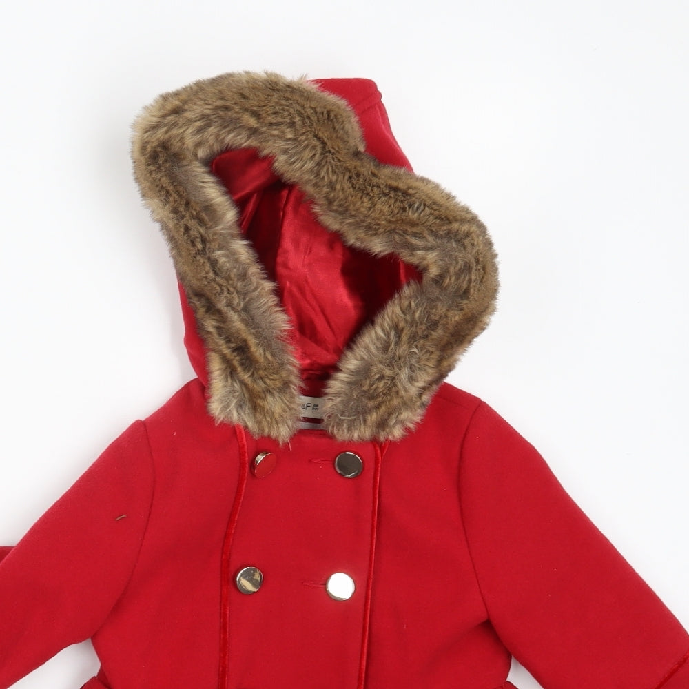 F&F Girls Red   Overcoat Coat Size 3-4 Years