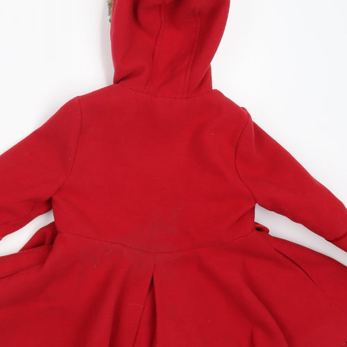 F&F Girls Red   Overcoat Coat Size 3-4 Years