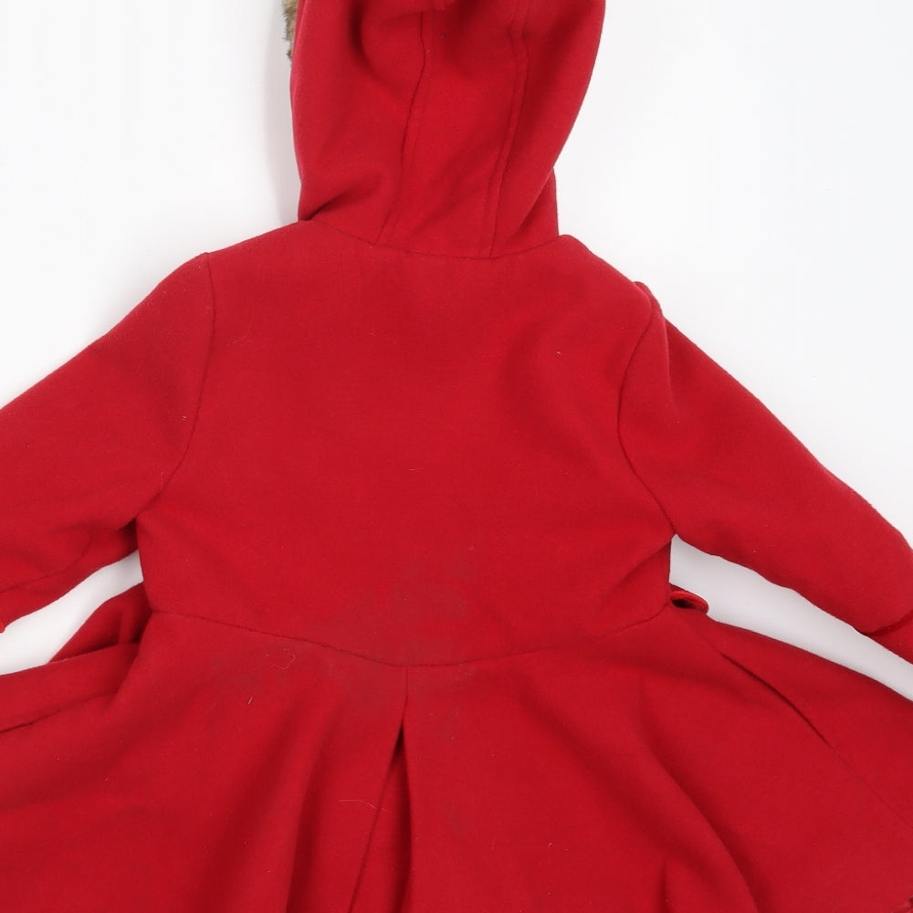 F&F Girls Red   Overcoat Coat Size 3-4 Years