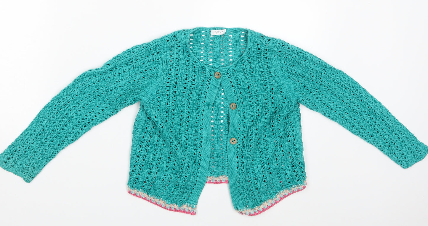 NEXT Girls Green   Cardigan Jumper Size 5-6 Years