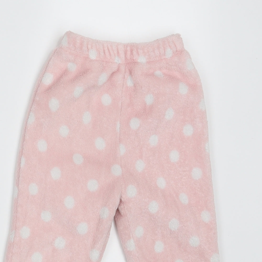 George Girls Pink Polka Dot  Jogger Trousers Size 3-4 Years - Waist 16in; Inside  leg 13in