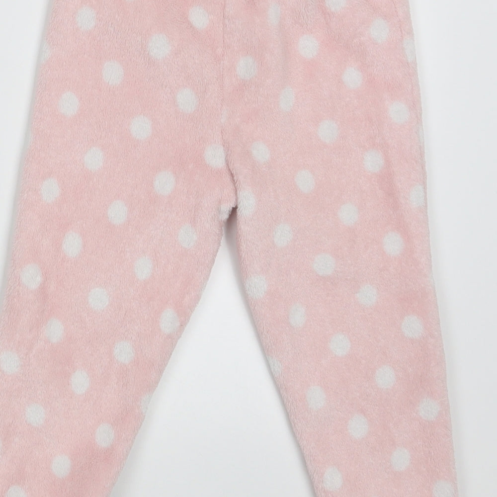 George Girls Pink Polka Dot  Jogger Trousers Size 3-4 Years - Waist 16in; Inside  leg 13in