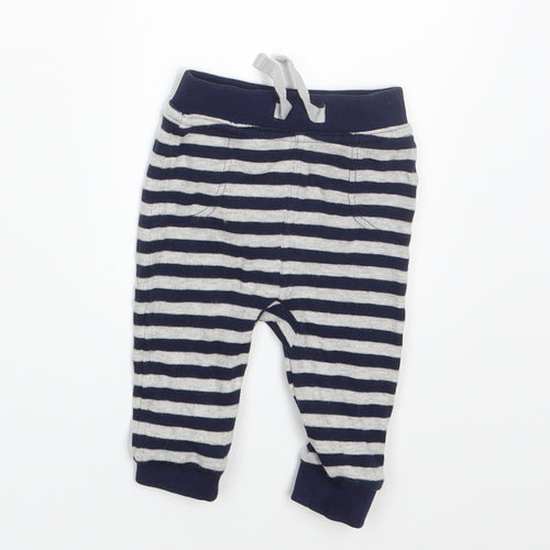 George Boys Blue Striped  Jogger Trousers Size 3-6 Months  - Waist 14in; Inside  leg 6in