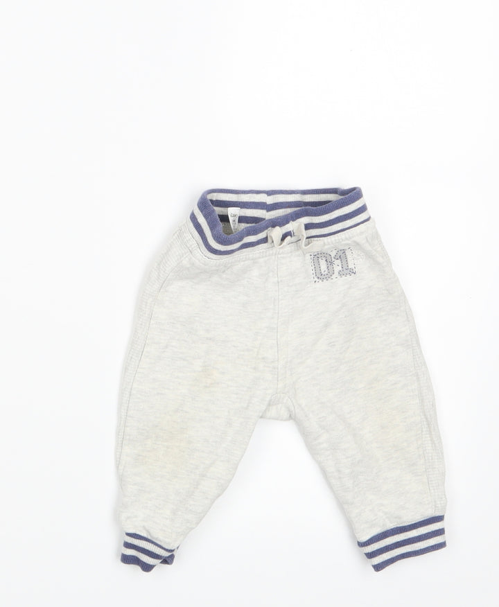 George Boys White   Jogger Leggings Size 6-9 Months  - Waist 14in; Inside  leg 7in