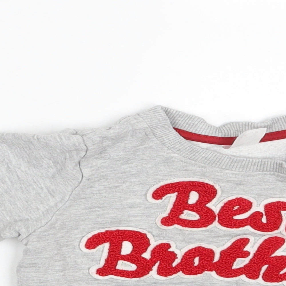 H&M Boys Grey   Pullover Jumper Size 6-9 Months  - Best Brother