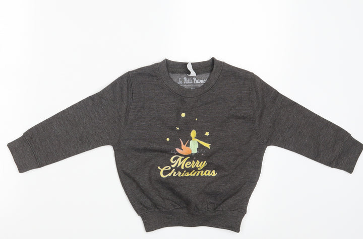 Le Petit Prince Boys Grey Pullover Jumper Size 3-4 Years - Seasonal Christmas Festive Holiday