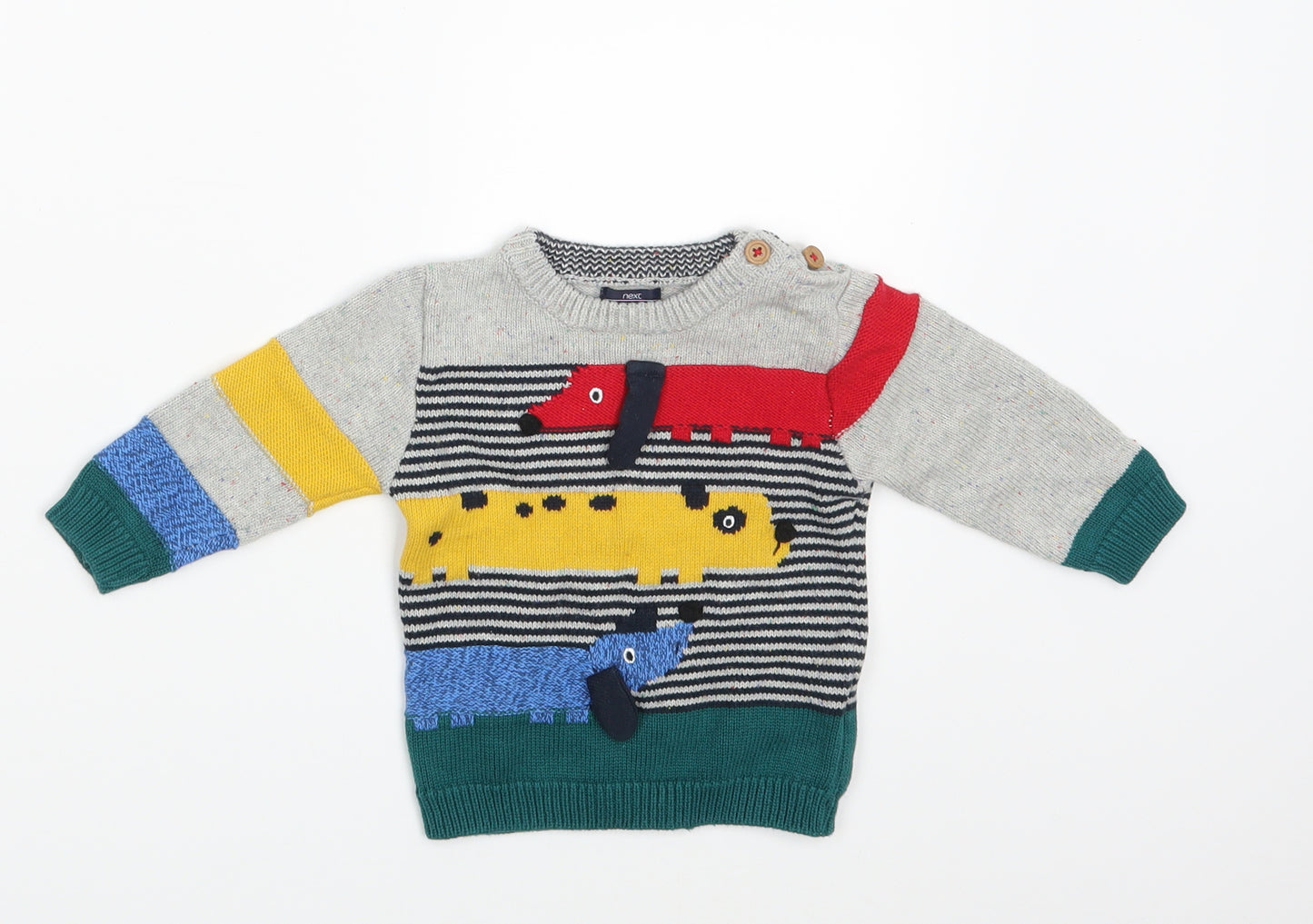NEXT Boys Multicoloured Animal Print  Pullover Jumper Size 6-9 Months