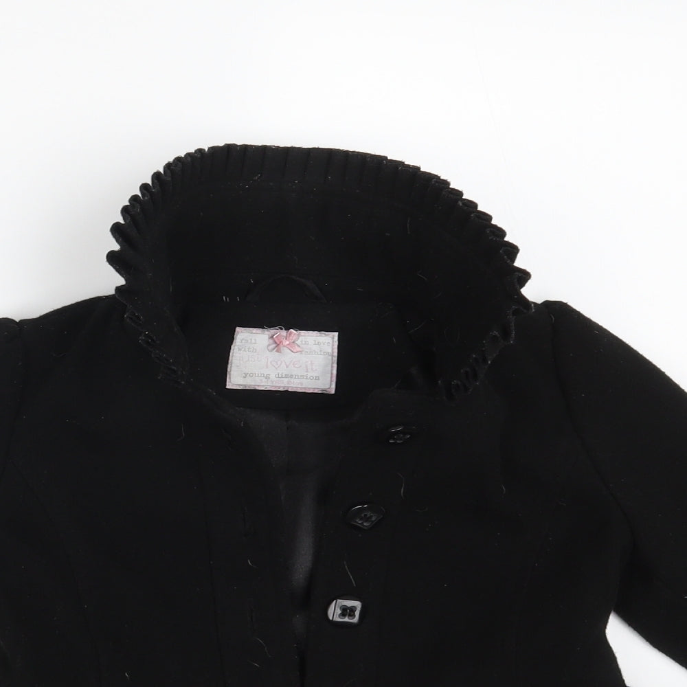 Young Dimension Girls Black   Overcoat Coat Size 3-4 Years