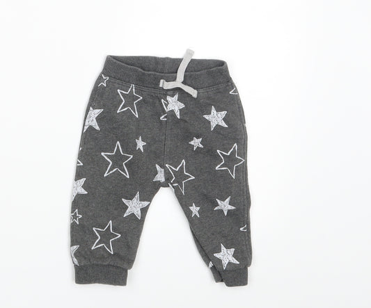 Front view of George Baby Grey Jogger Leggings, size 3-6, Months - Waist 14in; Inside leg 7in