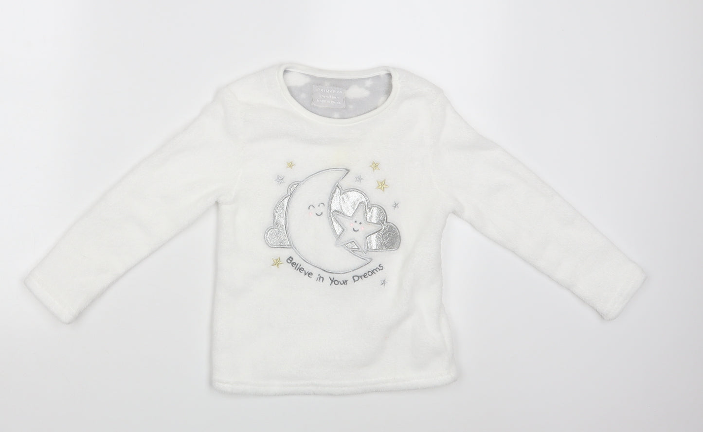 Primark Girls White   Pullover Jumper Size 5-6 Years