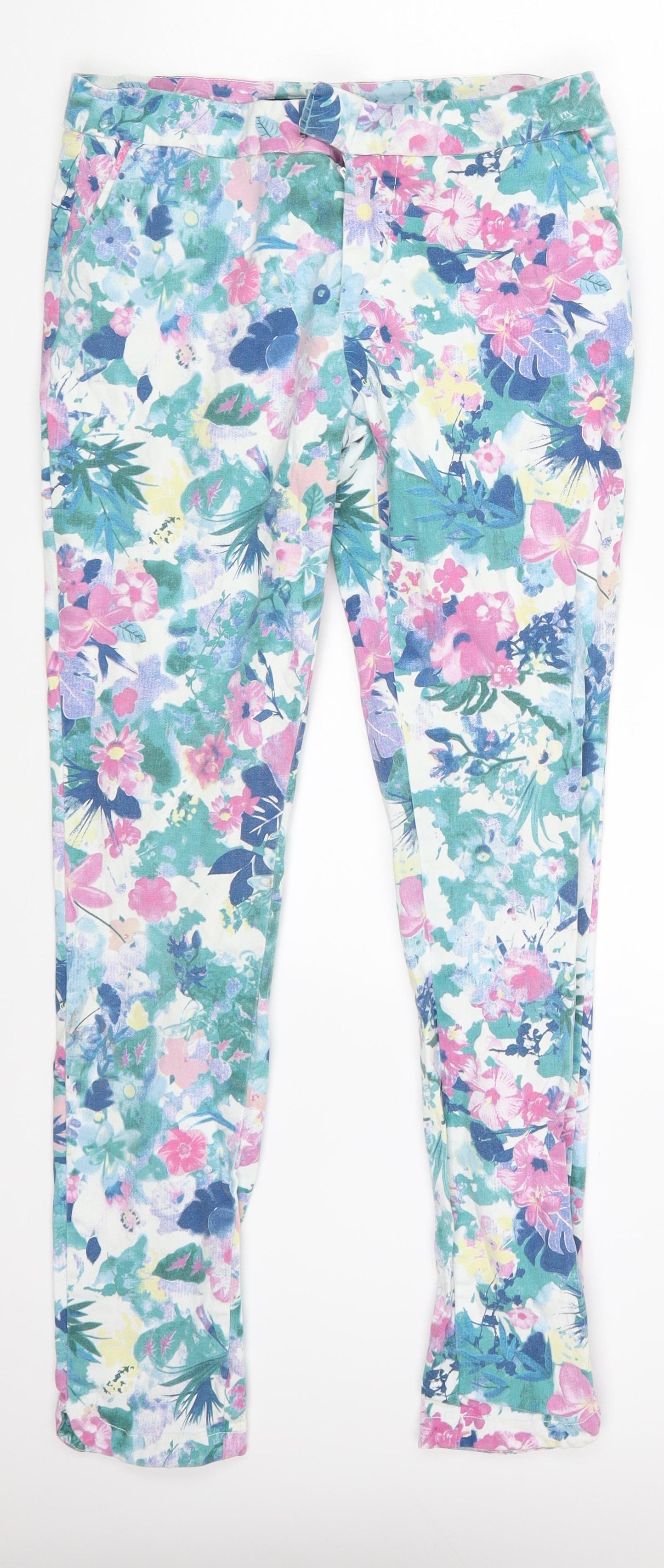 Preworn Womens Multicoloured Floral Denim Skinny Jeans Size 8 L28 in