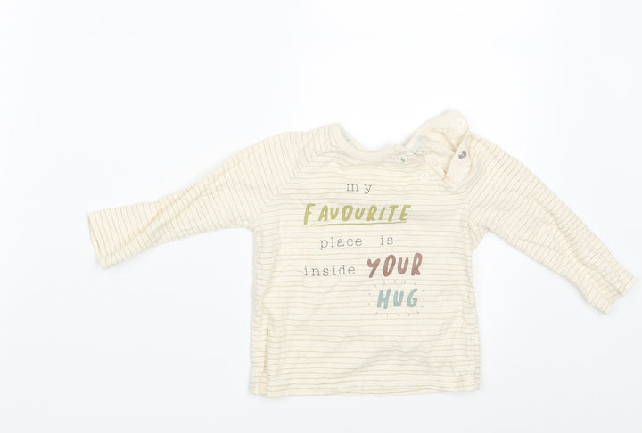 George Baby Ivory Striped Basic T-Shirt Size 6-9 Months