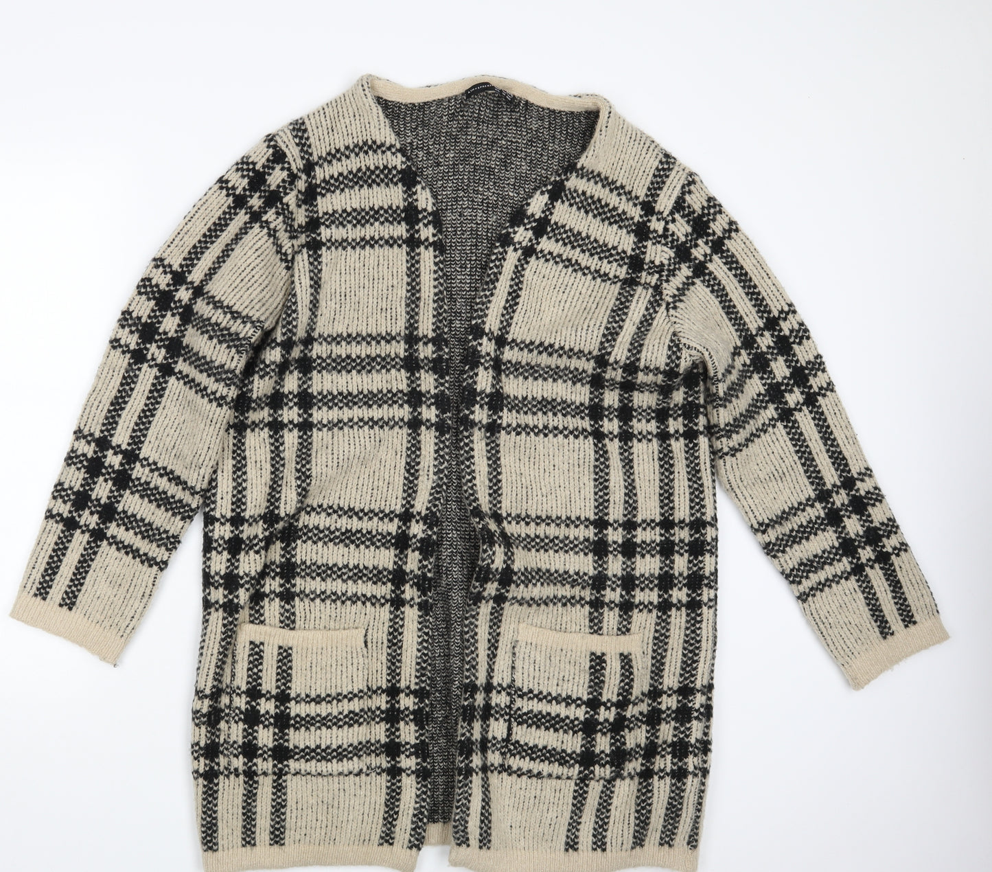 Atmosphere Womens Beige Check  Cardigan Jumper Size 14