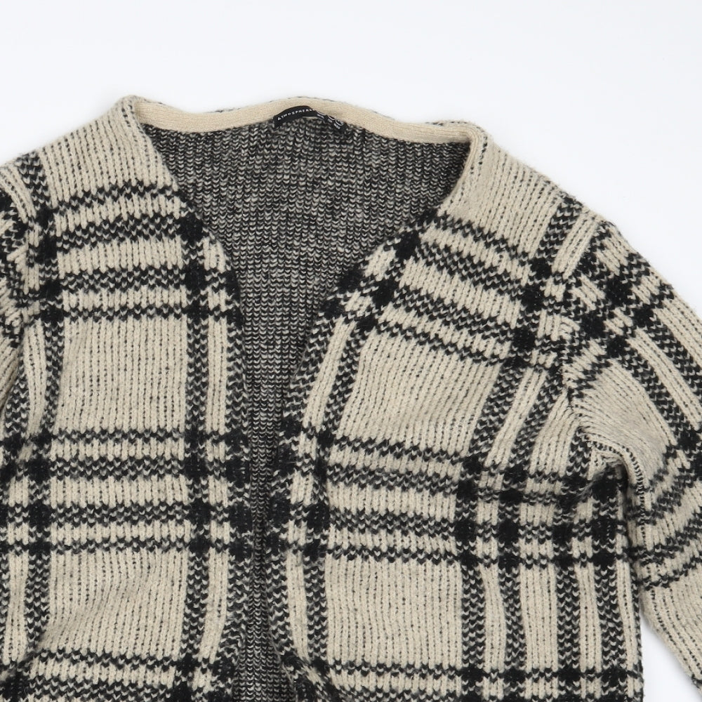 Atmosphere Womens Beige Check  Cardigan Jumper Size 14