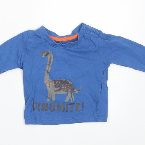Primark Boys Blue Animal Print  Basic T-Shirt Size 0-3 Months  - Dinomite!