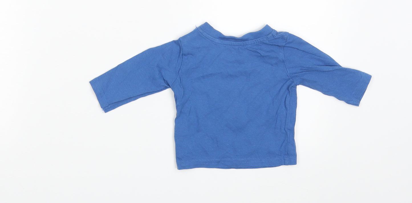 Primark Boys Blue Animal Print  Basic T-Shirt Size 0-3 Months  - Dinomite!