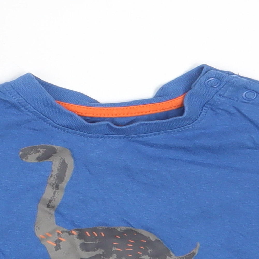 Primark Boys Blue Animal Print  Basic T-Shirt Size 0-3 Months  - Dinomite!