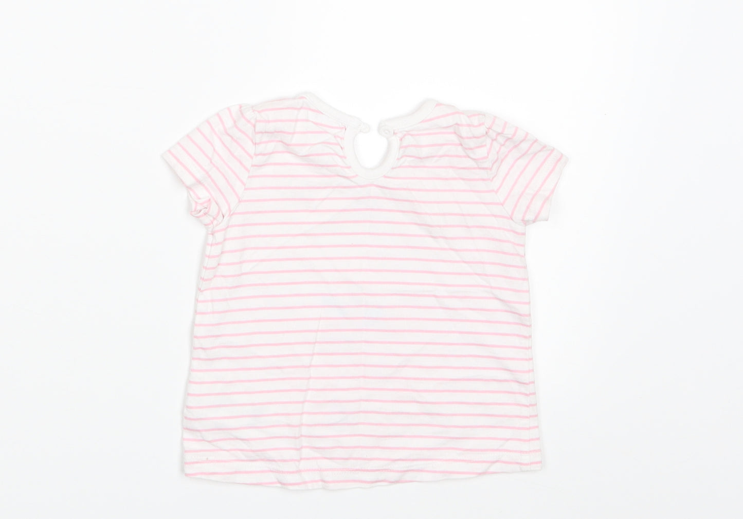 F&F Girls Pink Striped  Basic T-Shirt Size 3-6 Months