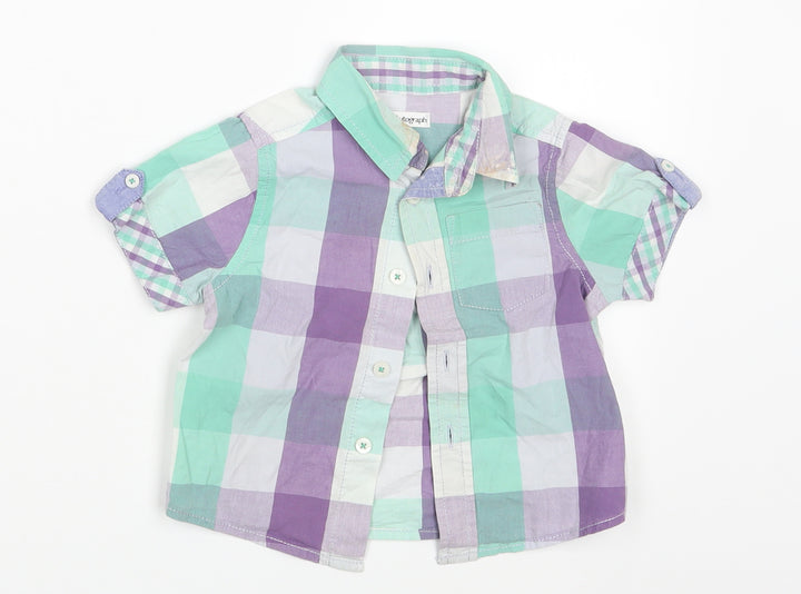 M&S Boys Multicoloured Check Basic Button-Up Size 12-18 Months