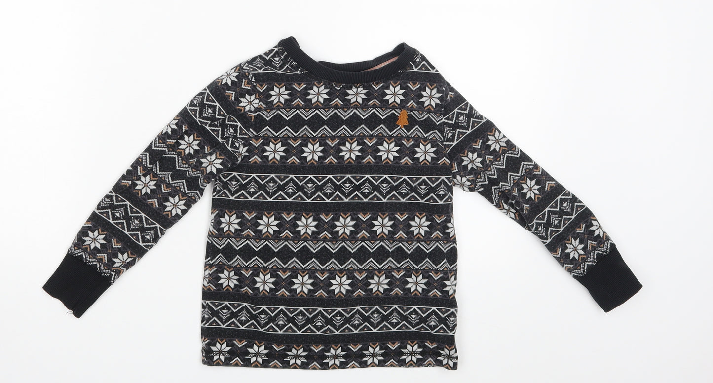 George Girls Black Fair Isle  Pullover Jumper Size 4-5 Years