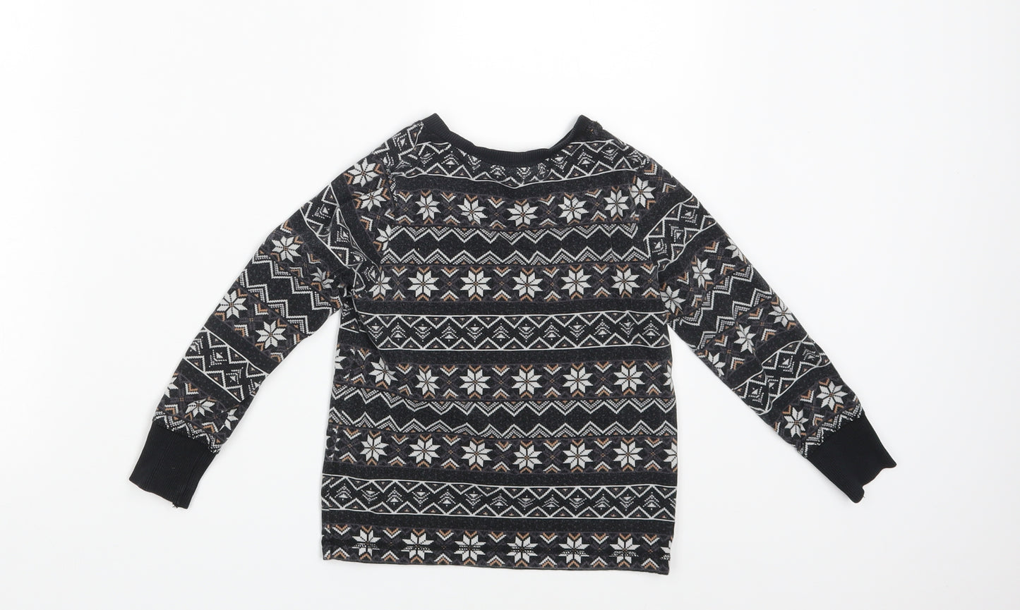 George Girls Black Fair Isle  Pullover Jumper Size 4-5 Years
