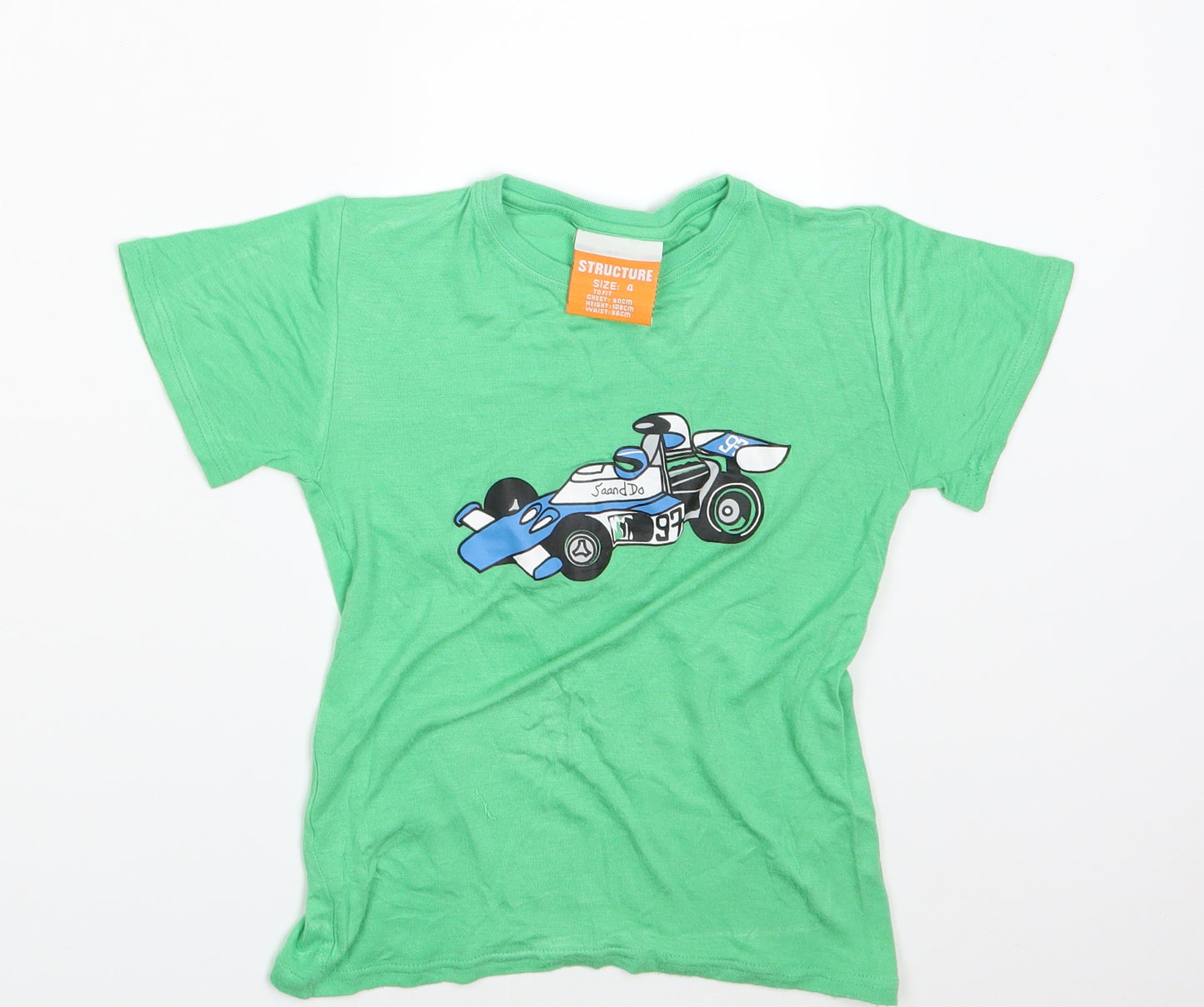 Structure Boys Green  Rayon Basic T-Shirt Size 4 Years
