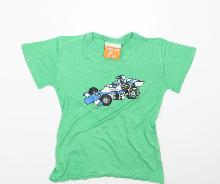 Structure Boys Green  Rayon Basic T-Shirt Size 4 Years