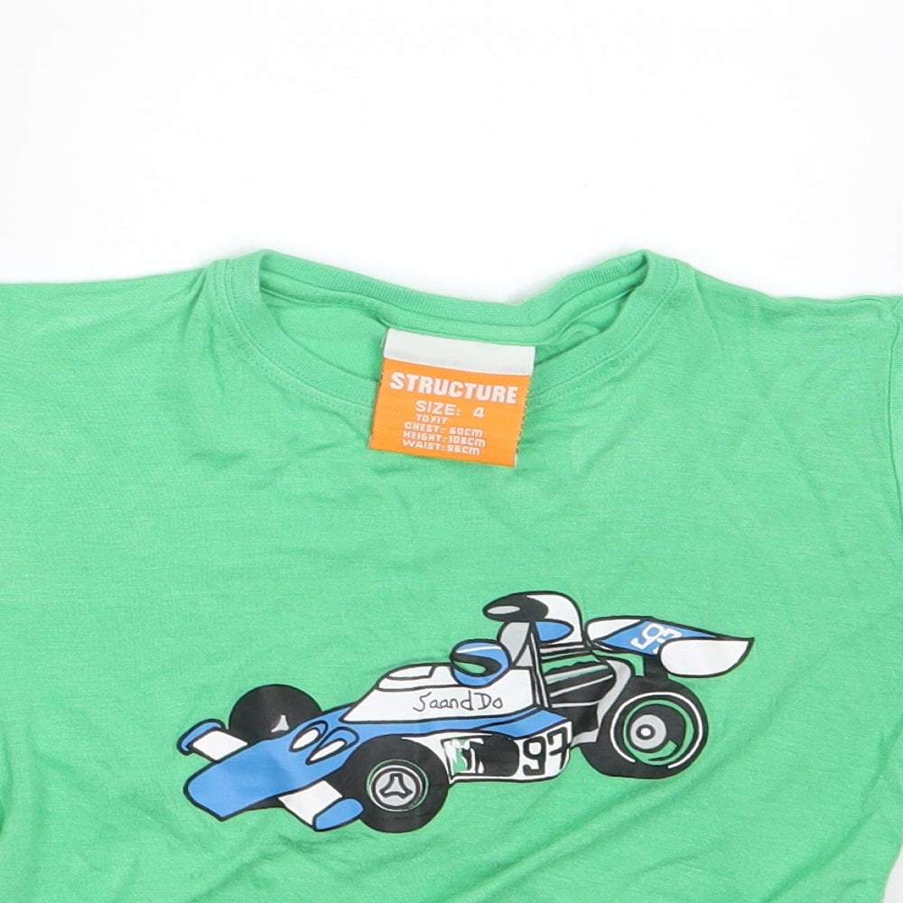 Structure Boys Green  Rayon Basic T-Shirt Size 4 Years